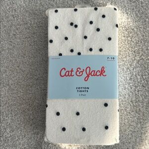 Cat & Jack White Tights with Black Dots